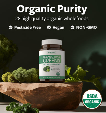 Super Greens & Vitamin C (1-Month Supply) Greens & C Synergy Bundle of Organic Super Greens Powder - Complete Superfood (60 Capsules) & & Vitamin C Immune Support (60 Vegetarian Caps)(Non-GMO) - Maple Wellness Supplements