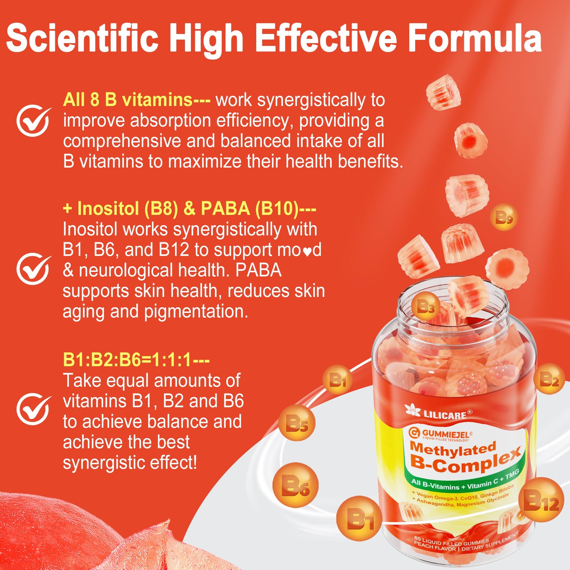 Super Methylated Vitamin B Complex Gummies - All B Vitamins + Omega-3, Magnesium, CoQ10, Ashwagandha,Vitamin C, TMG- For Women Men- Methyl B12 2000 mcg, Methylfolate - Maple Wellness Supplements