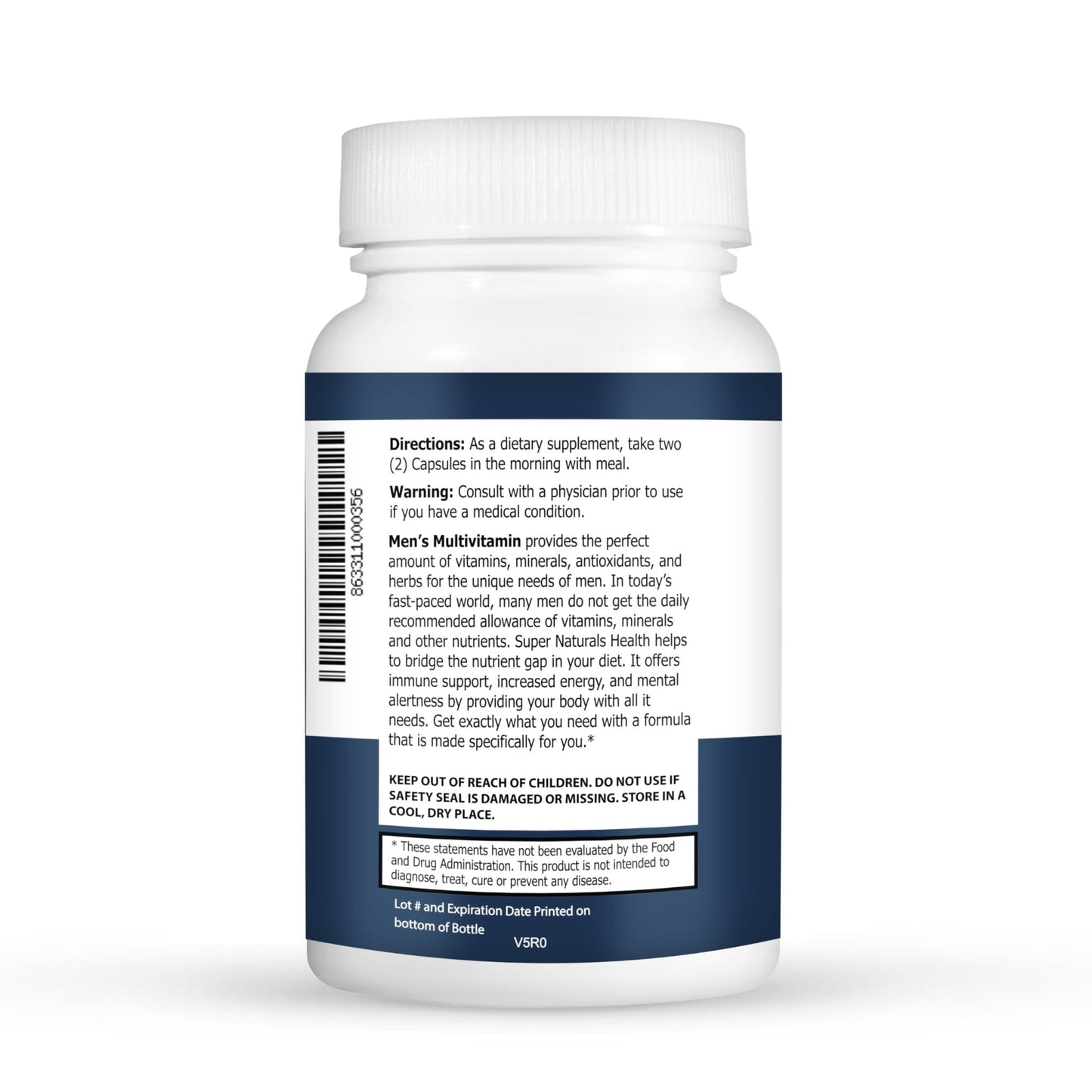 Super Naturals Men's Daily Multivitamin Energy Enhancer and Immune System Support for Men (60 Capsules, 30 Day Supply) - Maple Wellness Supplements