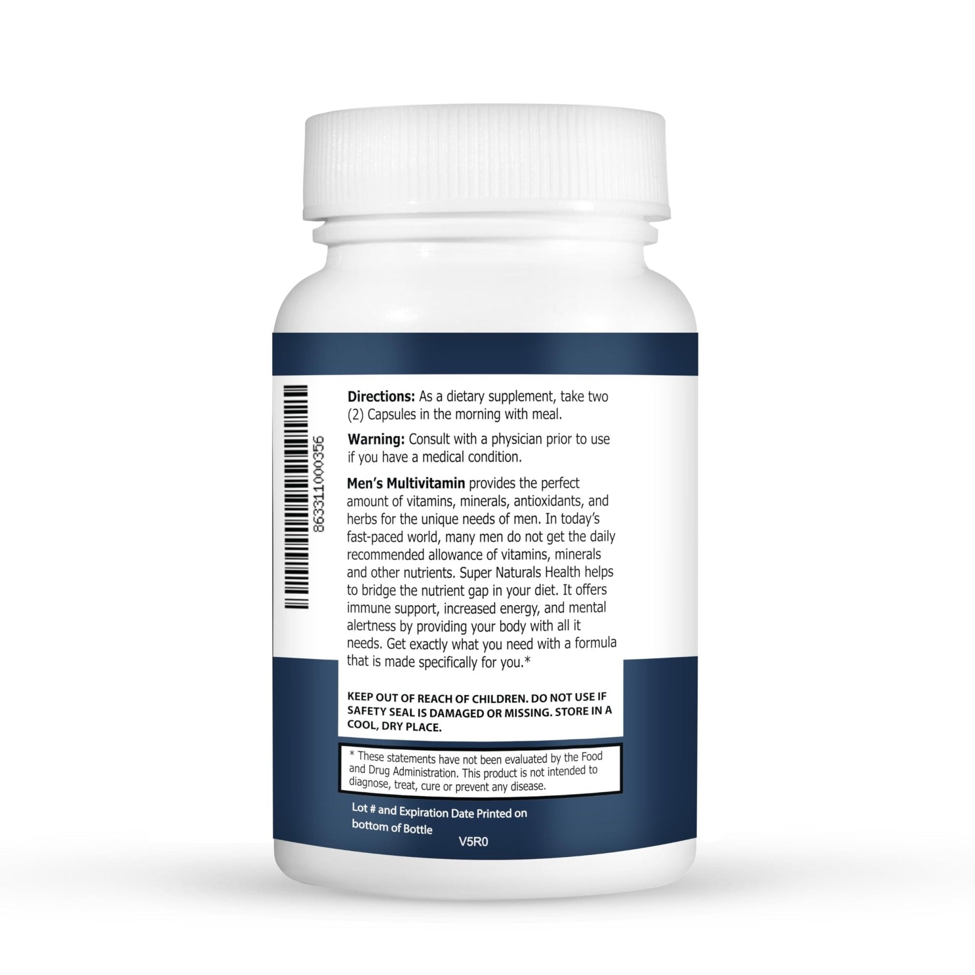 Super Naturals Men's Daily Multivitamin Energy Enhancer and Immune System Support for Men (60 Capsules, 30 Day Supply) - Maple Wellness Supplements