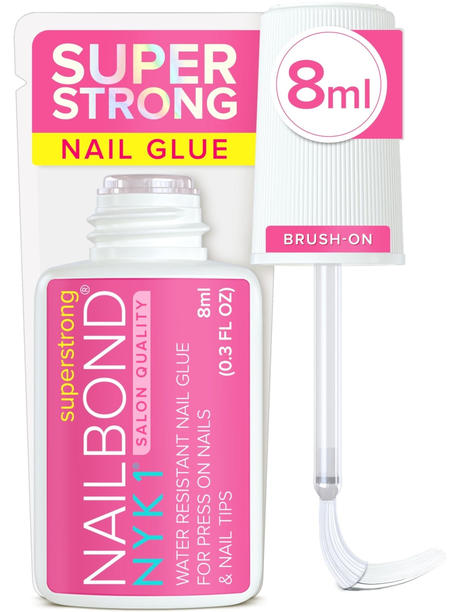 Super Strong Nail Glue for Press On Nails, Nail Tips & Acrylic Nails (8ml) NYK1 NailBond Brush - Maple Wellness Supplements