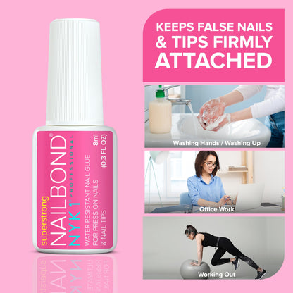 Super Strong Nail Glue for Press On Nails, Nail Tips & Acrylic Nails (8ml) NYK1 NailBond Brush - Maple Wellness Supplements