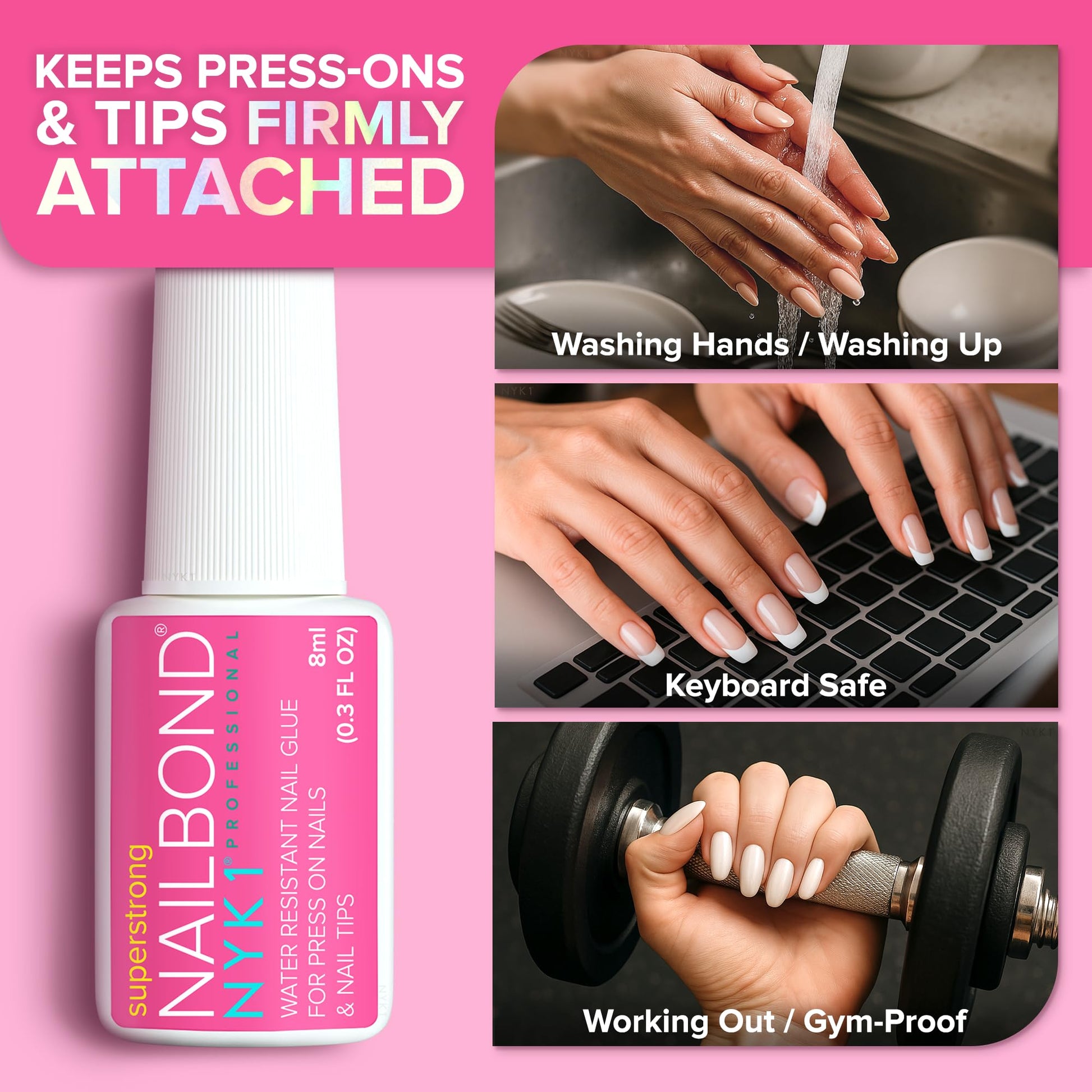 Super Strong Nail Glue for Press On Nails, Nail Tips & Acrylic Nails (8ml) NYK1 NailBond Brush - Maple Wellness Supplements