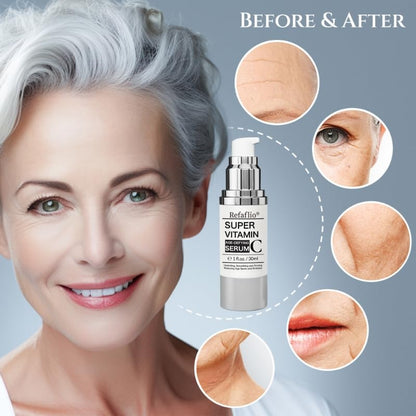 Super Vitamin C Serum for Women over 70, Rapid Anti Aging Cream, Face Lift Cream, Hydrates, Softens, Lifts and Firms, Fights Wrinkles, Advanced Super Serum C 3PCS. (90ml) - Maple Wellness Supplements