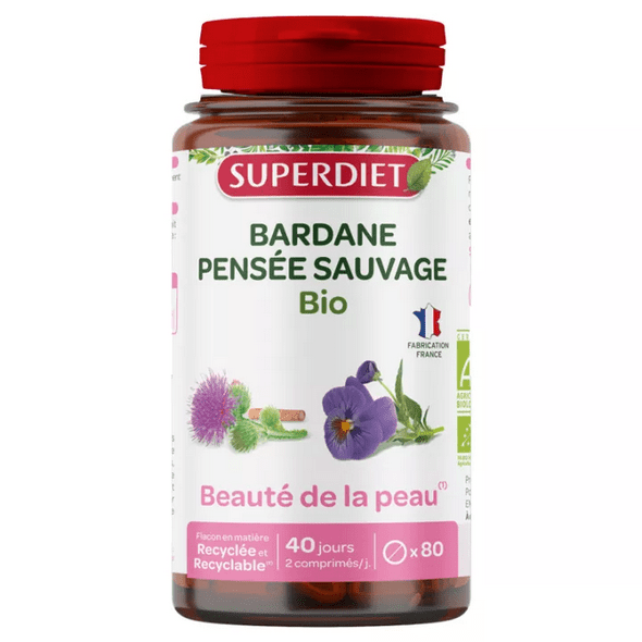 Superdiet Bardane Pensée Sauvage Bio Beauté de la Peau 80 tablets - Maple Wellness Supplements