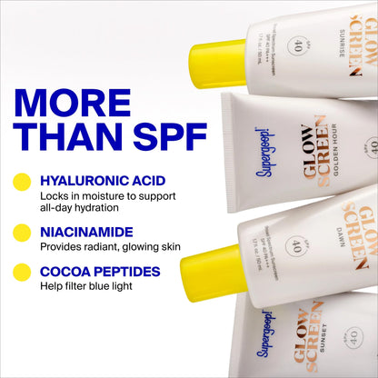 Supergoop! Glowscreen SPF 40, Sunrise (Champagne Glow) - 1.7 fl oz - Glowy Primer + Broad Spectrum Tinted Sunscreen - Maple Wellness Supplements