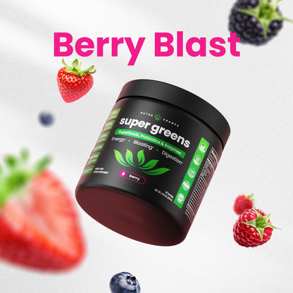 SuperGreens Powder, 40+ Organic Superfoods, Probiotics & Enzymes for Energy, Digestion, Gut Health & Bloating | Organic Fruit & Veggie Drink Mix, Daily Green Juice - Maple Wellness Supplements