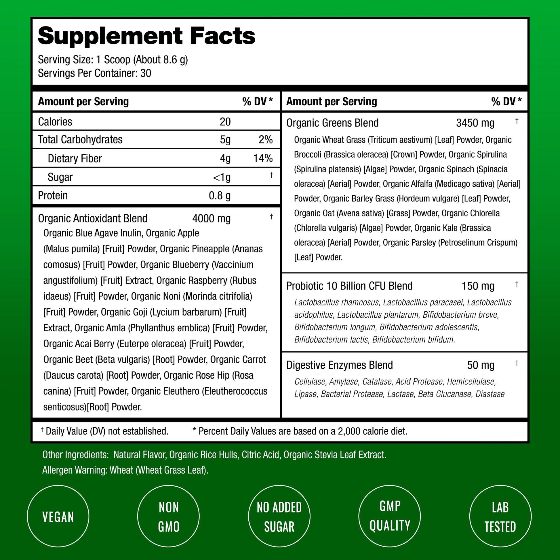 SuperGreens Powder, 40+ Organic Superfoods, Probiotics & Enzymes for Energy, Digestion, Gut Health & Bloating | Organic Fruit & Veggie Drink Mix, Daily Green Juice - Maple Wellness Supplements