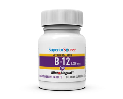 Superior Source No Shot Methylcobalamin B-12 1,000 mcg - Vitamin B-12 to Support Energy Production, Brain Health & Overall Wellness - Sublingual Tablets - Maple Wellness Supplements