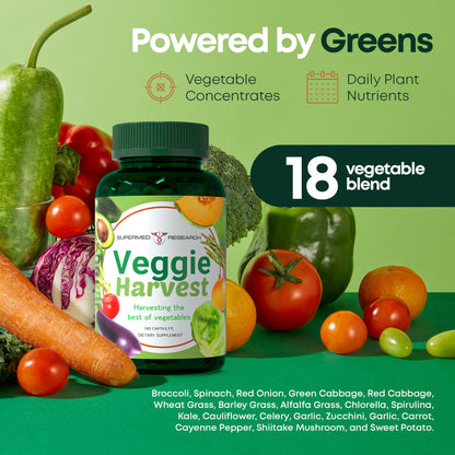 Supermed Research Fruits and Vegetables Supplements – 2 Pack Combination Fruit & Veggies Supplement – Whole Food Vitamins & Minerals for Adults – Superfood Veggie Vitamins for Adults (180 x 2, 360 Ct) - Maple Wellness Supplements