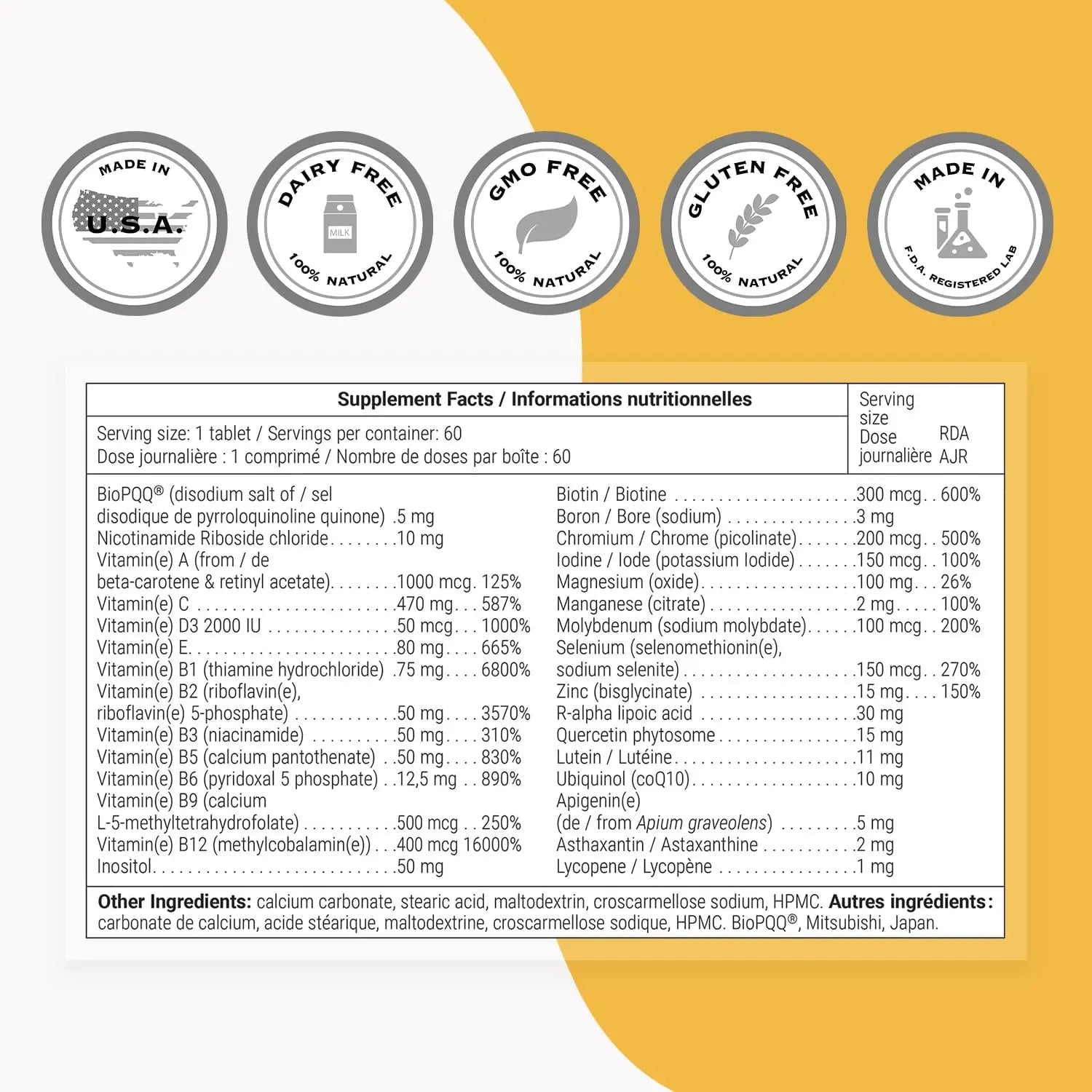 Supersmart - Daily 1® Timed Release - Multivitamin Supplement for Women & Men - with BioPQQ®, Vitamin A, B, C, D & E, Biotin, Quercetin & Fisetin | - Maple Wellness Supplements