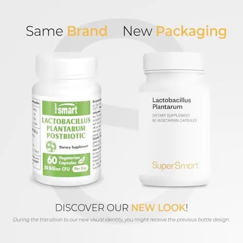 Supersmart - Lactobacillus Plantarum PostBiotic 20 Billion CFU per Day (Immuno-LP20) - Heat-Treated Probiotic Supplement | Non-GMO & Gluten Free - 60 Vegetarian Capsules - Maple Wellness Supplements