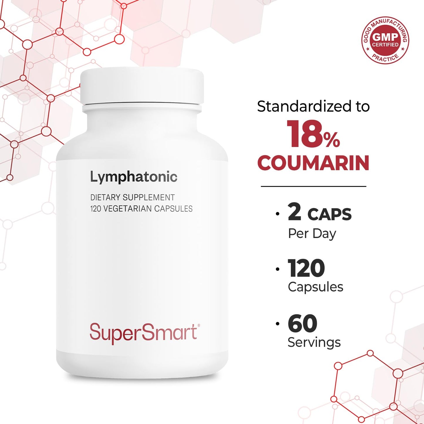 Supersmart - Lymphatonic 40mg per Day - Lymphatic Drainage Supplement - Melilotus Officinalis | Non-GMO & Gluten Free - 120 Vegetarian Capsules - Maple Wellness Supplements