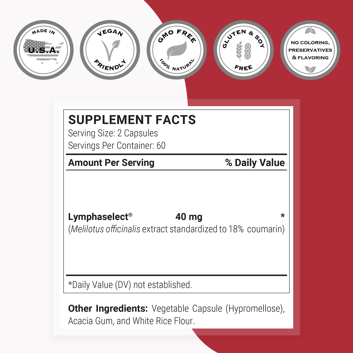 Supersmart - Lymphatonic 40mg per Day - Lymphatic Drainage Supplement - Melilotus Officinalis | Non-GMO & Gluten Free - 120 Vegetarian Capsules - Maple Wellness Supplements
