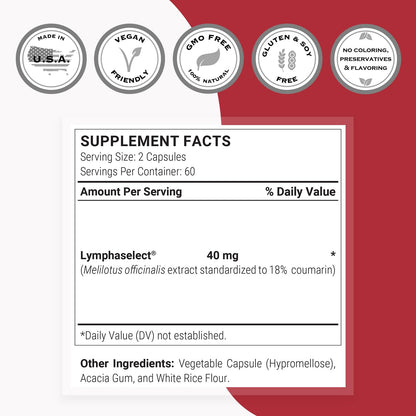 Supersmart - Lymphatonic 40mg per Day - Lymphatic Drainage Supplement - Melilotus Officinalis | Non-GMO & Gluten Free - 120 Vegetarian Capsules - Maple Wellness Supplements