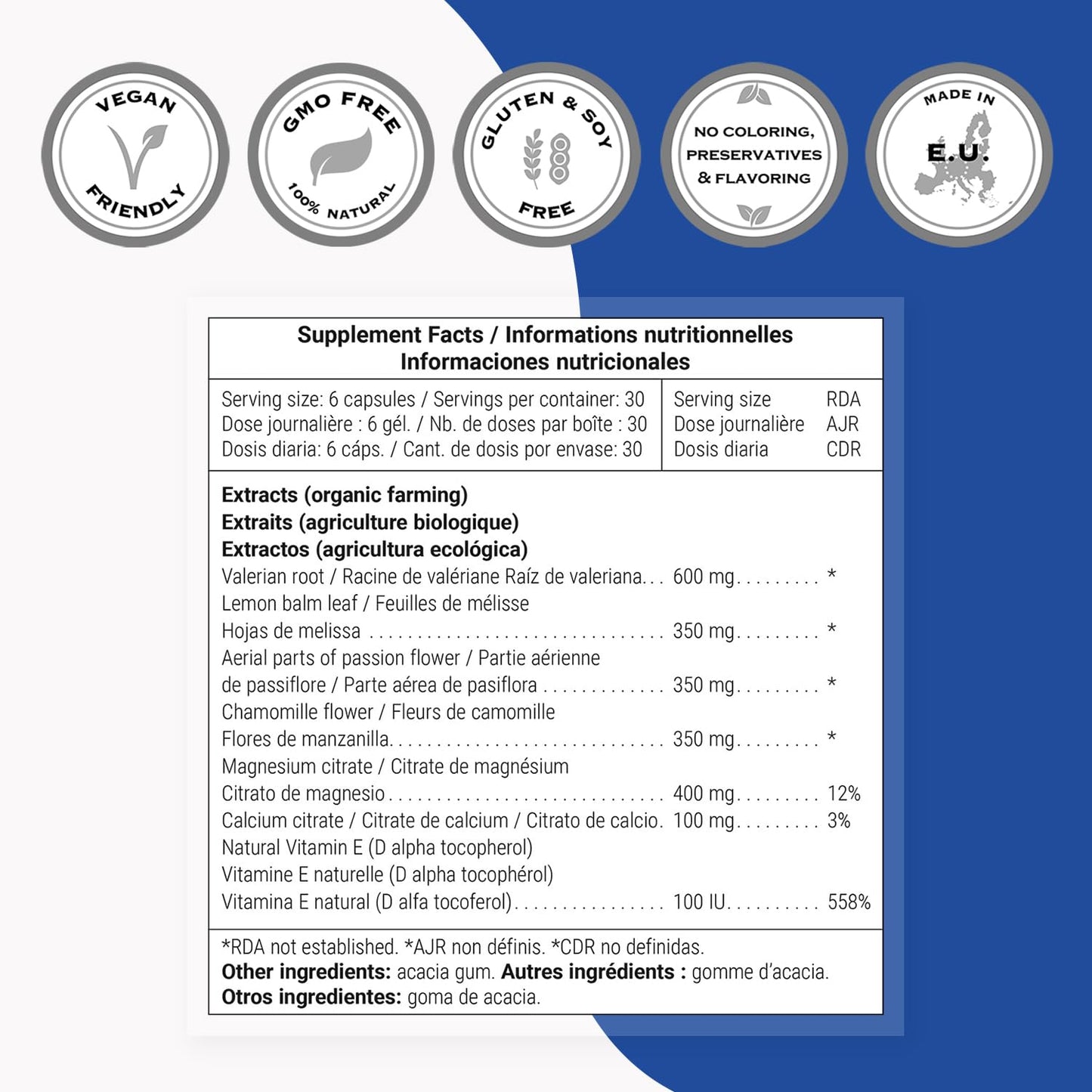 Supersmart - Muscle Relaxing Formula (Advanced Complex) - with Magnesium, Calcium, Vitamin E, Plants Extracts | Non-GMO & Gluten Free - 180 Vegetarian Capsules - Maple Wellness Supplements