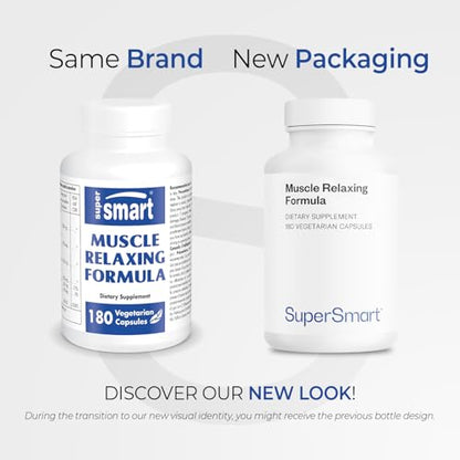 Supersmart - Muscle Relaxing Formula (Advanced Complex) - with Magnesium, Calcium, Vitamin E, Plants Extracts | Non-GMO & Gluten Free - 180 Vegetarian Capsules - Maple Wellness Supplements