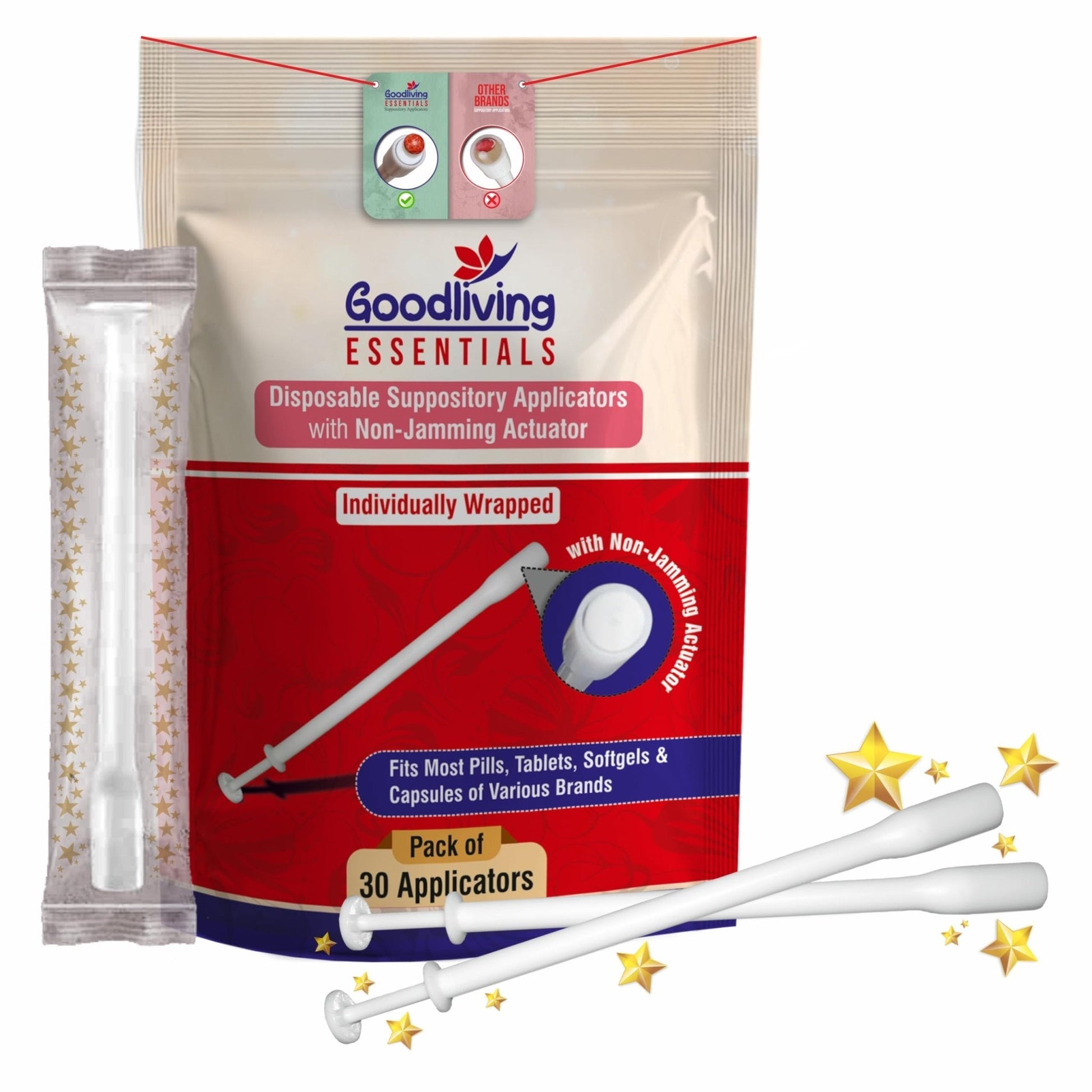 Suppository Applicators Mega Pack 30 Count Hygienic Inserter | Fits Suppositories Without Getting Stuck Inside With Our Innovative Pusher | Soft Tip, Smooth & Pain-Free Suppository Insertion Tool - Maple Wellness Supplements