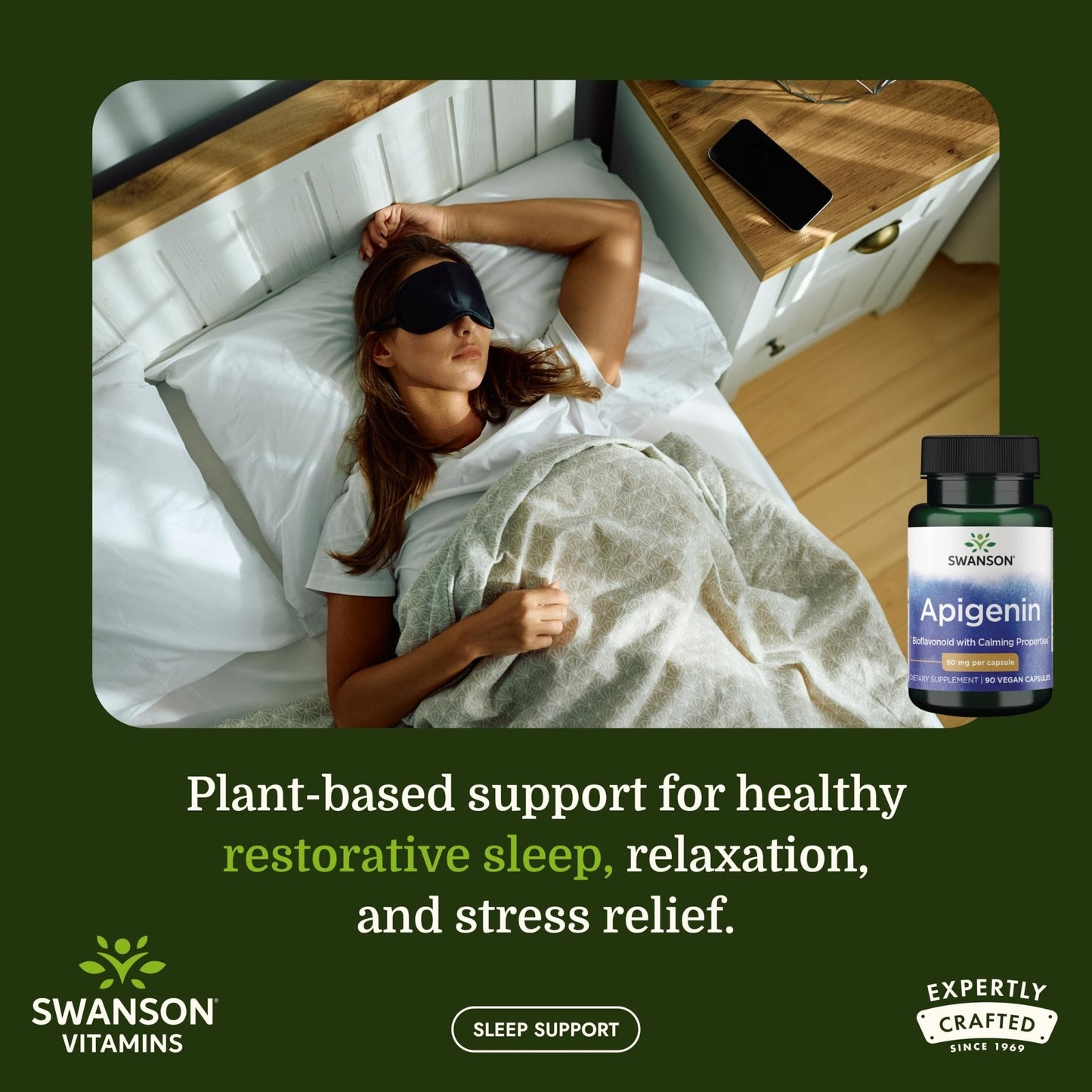Swanson Apigenin – Sleep and Relaxation Supplement – Natural Support – 90 Caps, 50 mg (Packaging may Vary) - Maple Wellness Supplements