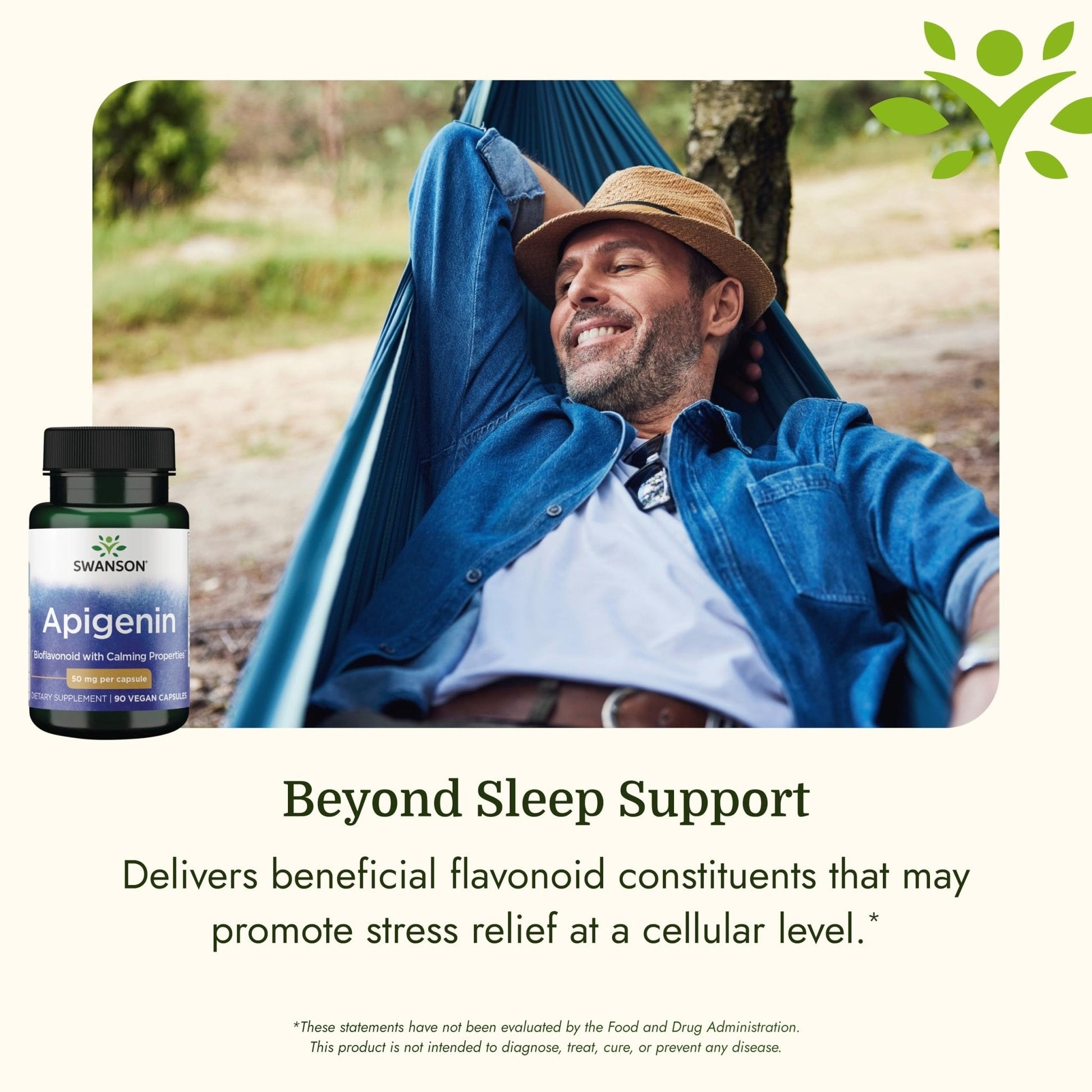 Swanson Apigenin – Sleep and Relaxation Supplement – Natural Support – 90 Caps, 50 mg (Packaging may Vary) - Maple Wellness Supplements