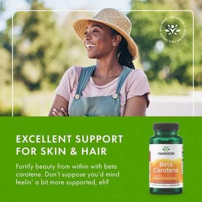 Swanson Beta-Carotene Vitamin A 25,000 IU Eye and Skin Health Supplement for Adults Seeking Vision and Immune Support - 7,500 mcg (300 Softgels) - Maple Wellness Supplements
