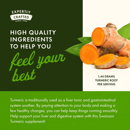 Swanson Full Spectrum Turmeric Curcumin Joint, Liver, and Digestive Support Supplement for Active Adults - Non-GMO - Maple Wellness Supplements
