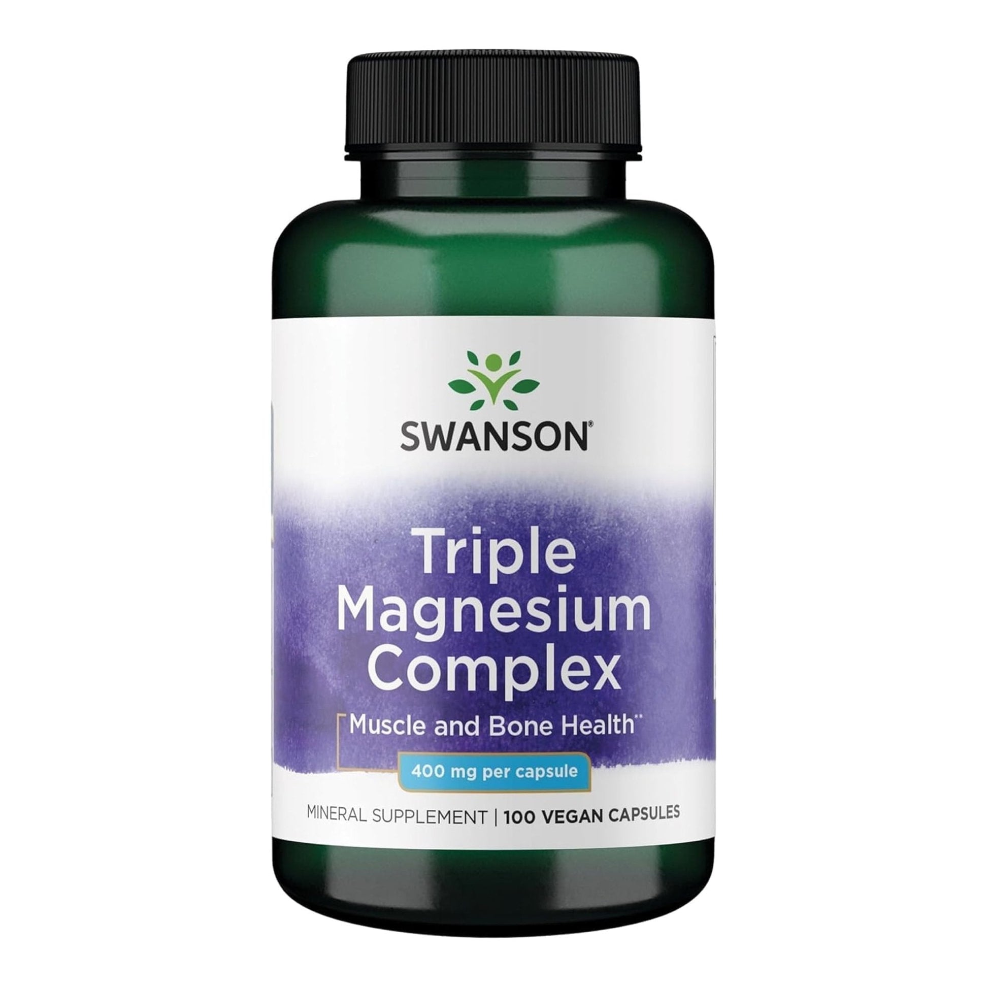 Swanson Triple Magnesium Complex - 100 Capsules, 400mg Each - Maple Wellness Supplements