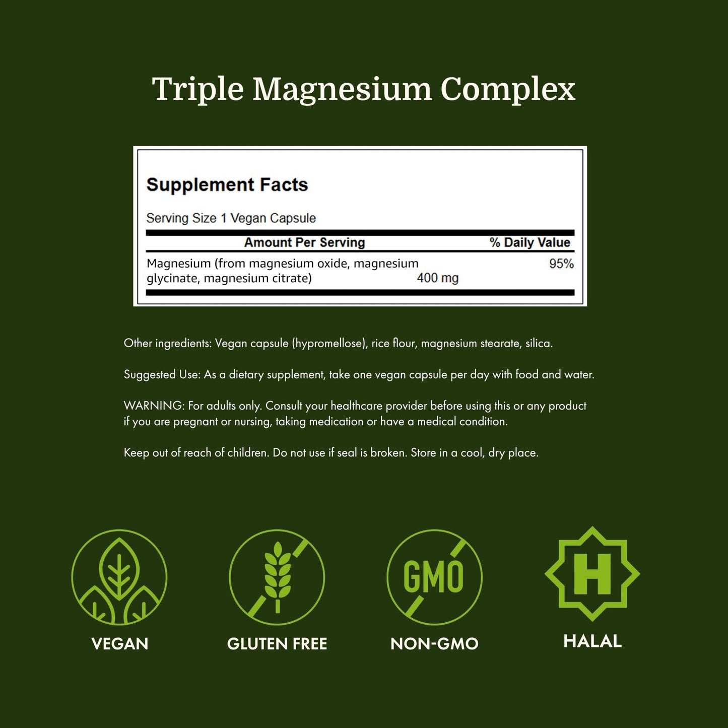 Swanson Triple Magnesium Complex Bone, Nerve, and Muscle Support Supplement for Adults Seeking Optimal Magnesium Absorption - 400 mg (300 Vegan Capsules) - Maple Wellness Supplements