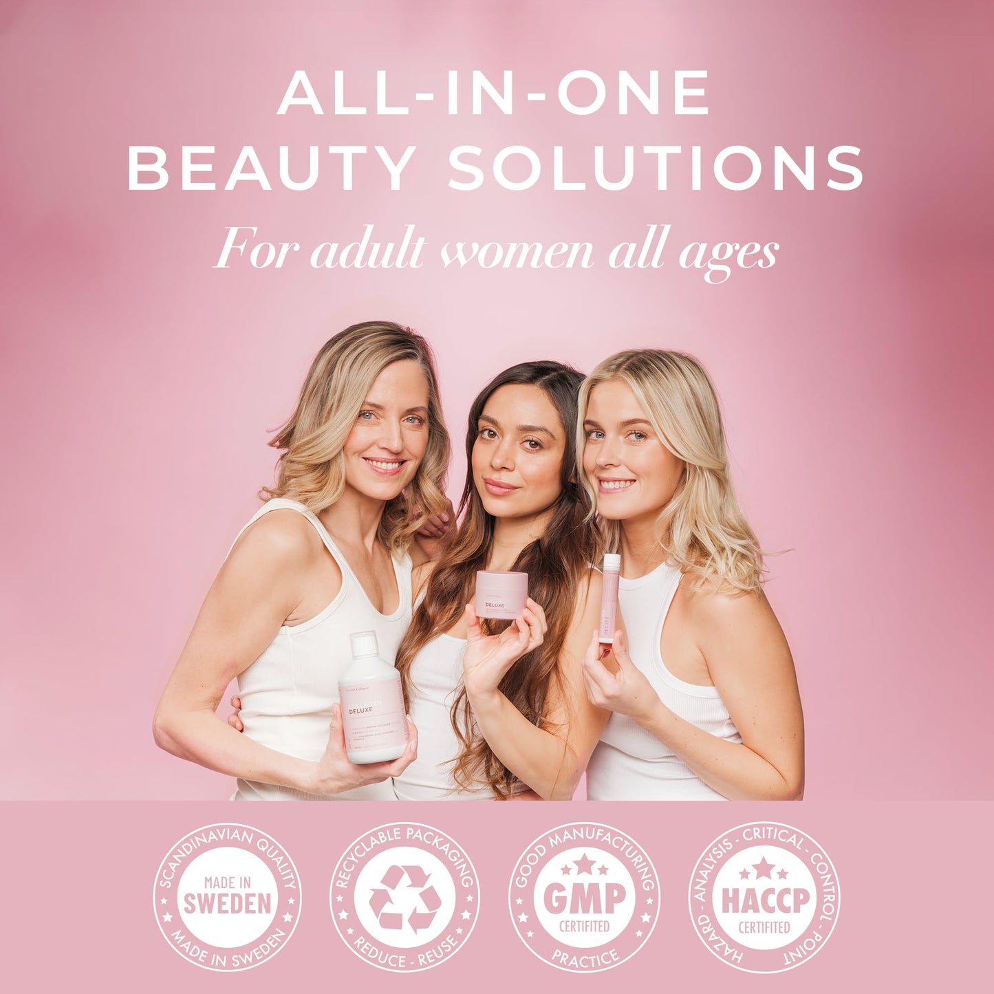 Swedish Collagen Deluxe 12,500 mg Hydrolyzed Marine Collagen Liquid Supplement - 20 Day Supply, 500 ml, Type 1 & 3 | Peptides & Vitamins for Hair, Skin, Nails, Joints | Clinically Tested | Sugar Free - Maple Wellness Supplements