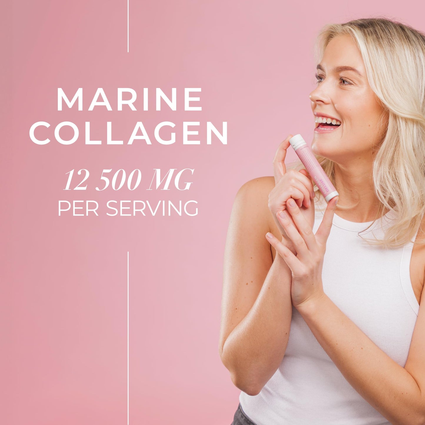 Swedish Collagen Deluxe, 12,500 mg Hydrolyzed Marine Collagen Liquid Supplement - 20 x 25 ml Daily Shots | Hyaluronic Acid, Biotin & Vitamin C for Healthy Hair, Skin, Nails & Joints | Sugar-Free - Maple Wellness Supplements