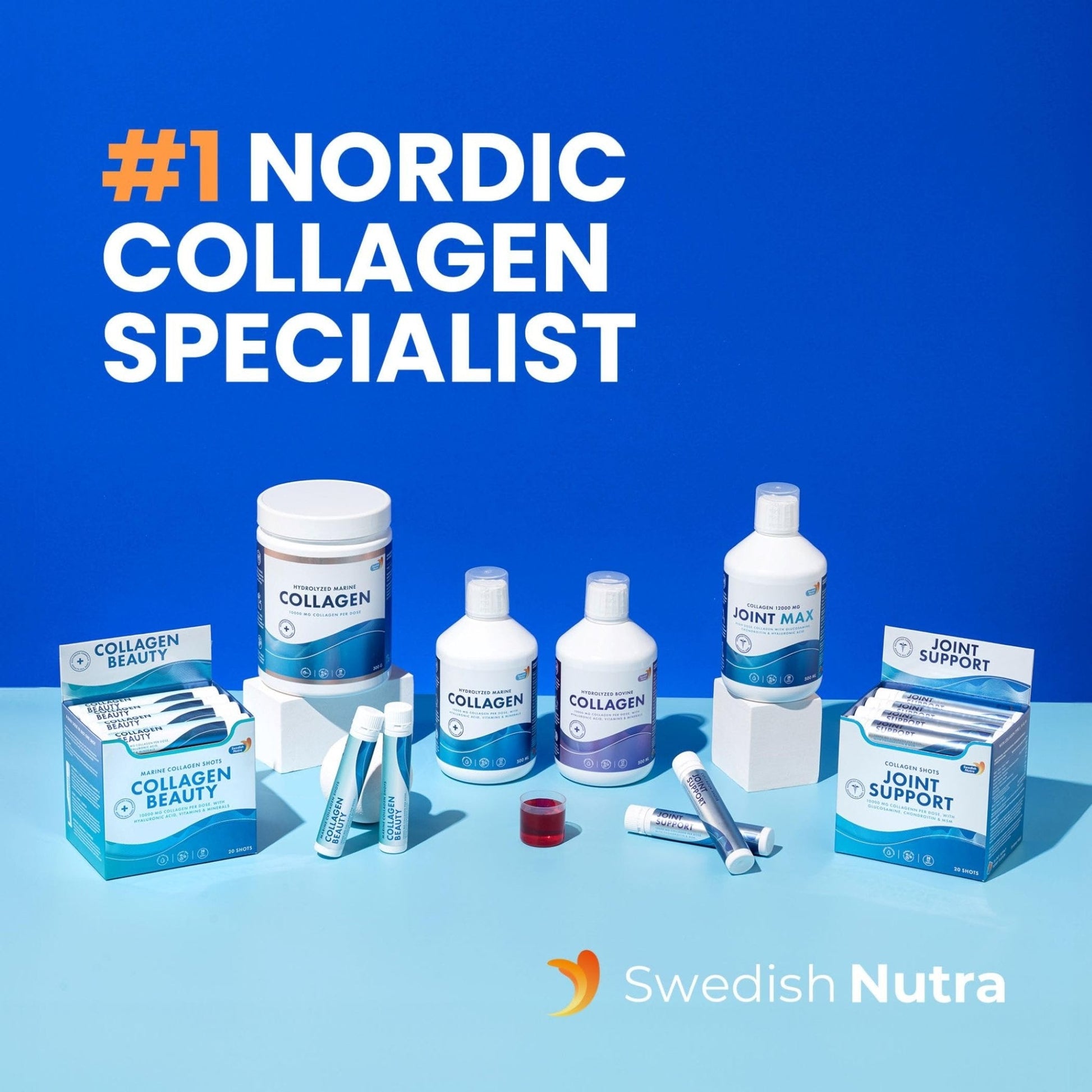Swedish Nutra 10,000 mg Hydrolyzed Marine Collagen Liquid Supplement - 500 ml, 20 Day Supply | Hyaluronic Acid, Biotin & Vitamin C for Healthy Hair, Skin, Nails & Joints | For Men & Women | Sugar-Free - Maple Wellness Supplements
