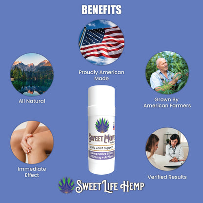 Sweet Life | Hemp Salve Stick | 2000mg | Small Business | Organic | Body Balm | Muscle Comfort - Maple Wellness Supplements