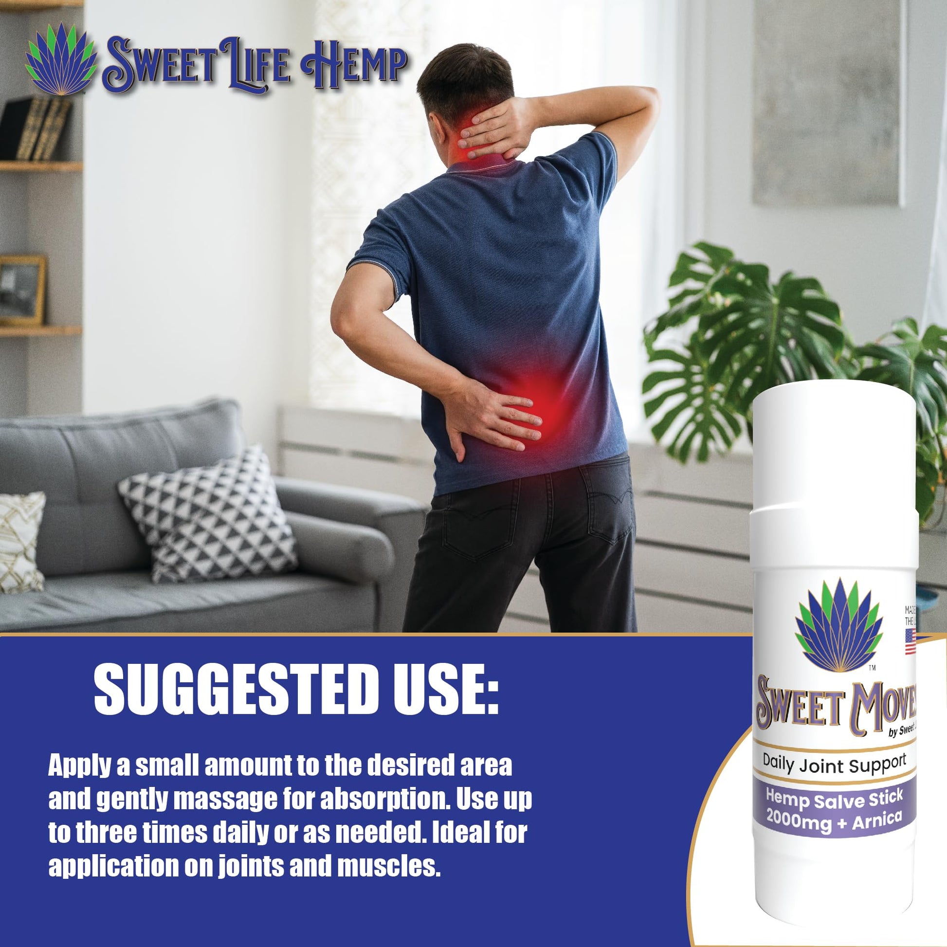 Sweet Life | Hemp Salve Stick | 2000mg | Small Business | Organic | Body Balm | Muscle Comfort - Maple Wellness Supplements
