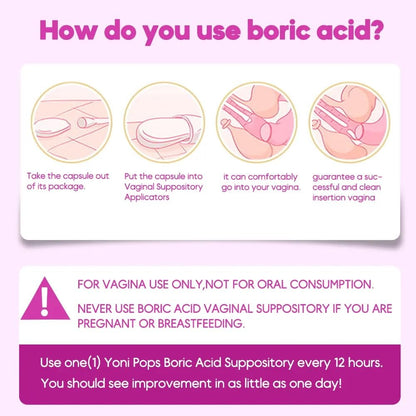 Sweet Mini Me 600mg Boric Acid Suppositories – Natural Vaginal Health Support for Women – pH Balance, Odor & Itch Relief – 30 Count Capsules - Maple Wellness Supplements
