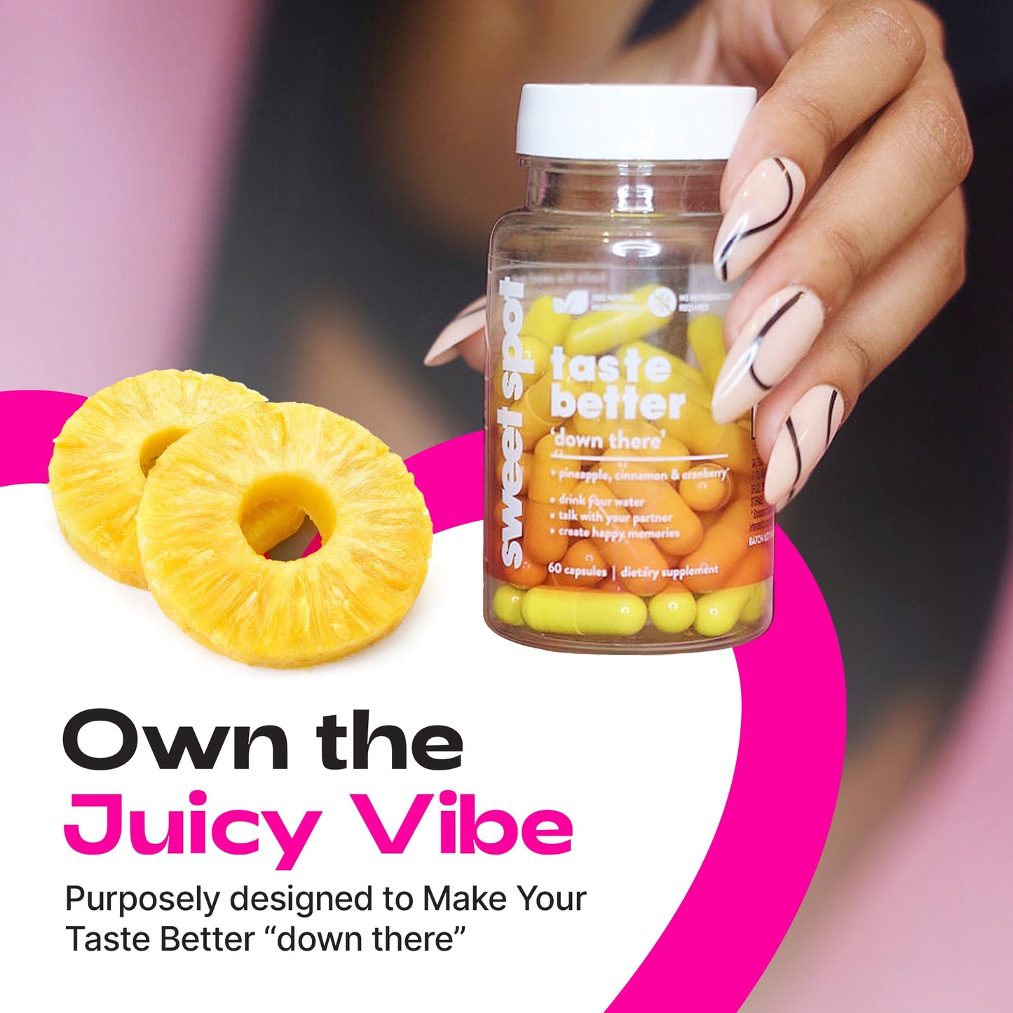 Sweet Spot – Pineapple & Cranberry Vaginal Health Supplement, 60 Capsules – Freshens Taste, Promotes Feminine Balance - Maple Wellness Supplements