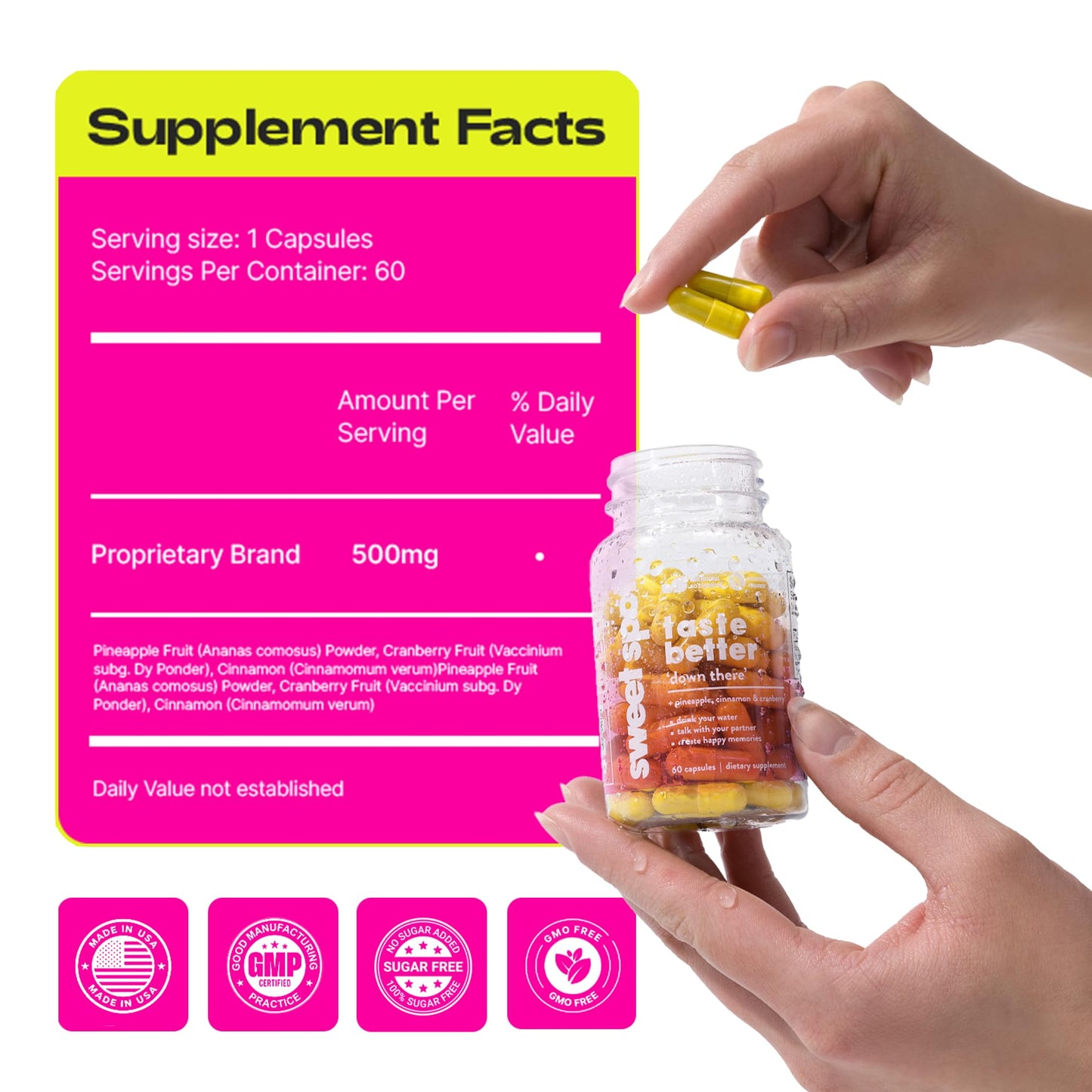 Sweet Spot – Pineapple & Cranberry Vaginal Health Supplement, 60 Capsules – Freshens Taste, Promotes Feminine Balance - Maple Wellness Supplements