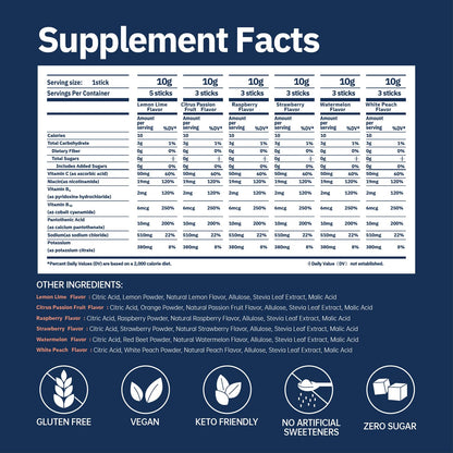 Syloni Electrolytes Powder Packets, Trial Variety Pack(20 Sticks), Sugar Free Hydration Packets Electrolyte Drink Mix with 7 Vitamins and Electrolytes - Maple Wellness Supplements