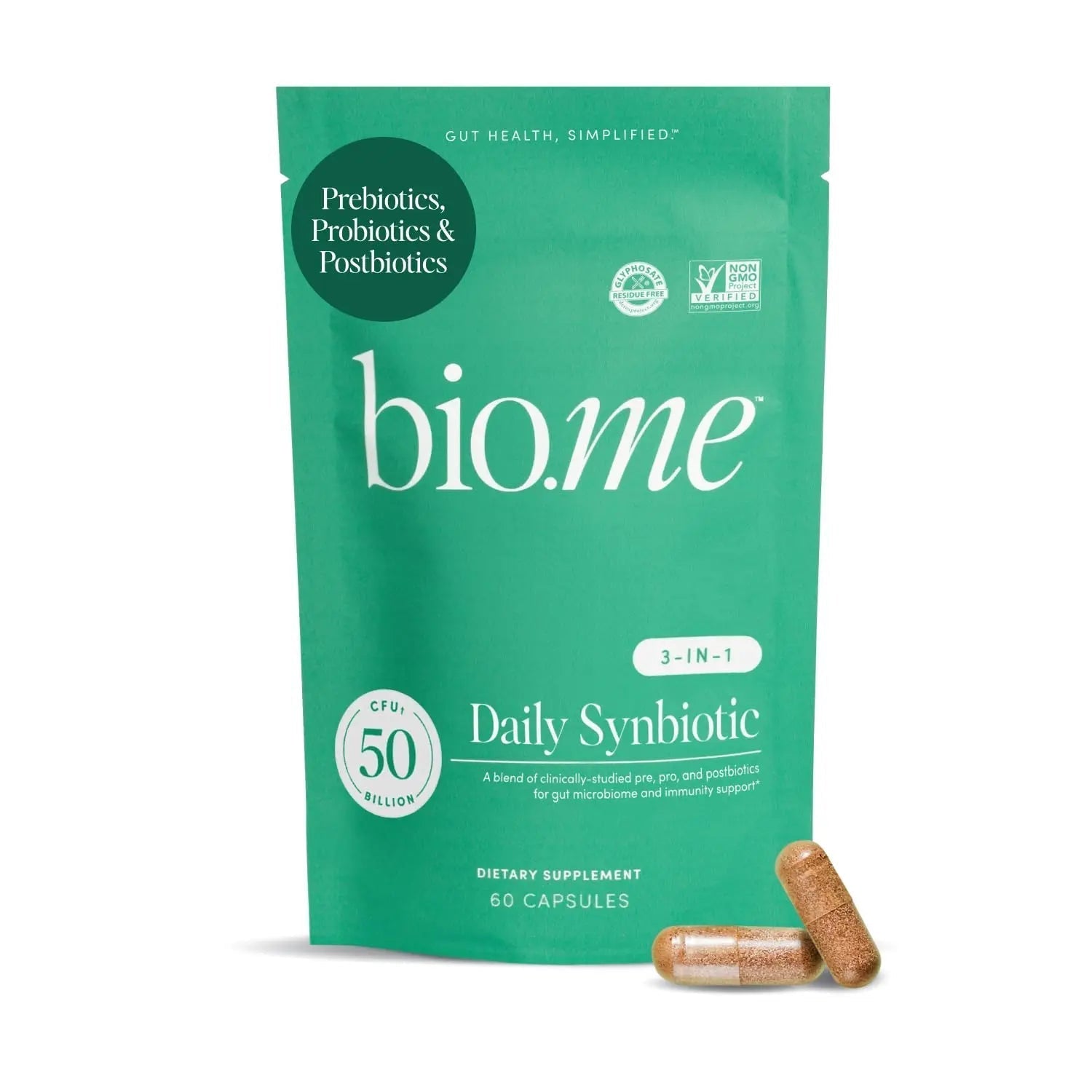Synbiotic 3-in-1 Prebiotics, Probiotics & Postbiotics for Digestive Health, Gut Health, Immune Support & Bloating Relief for Men & Women - 50 Billion CFU Per Serving - Vegan, 60 Capsules (30 Servings) - Maple Wellness Supplements