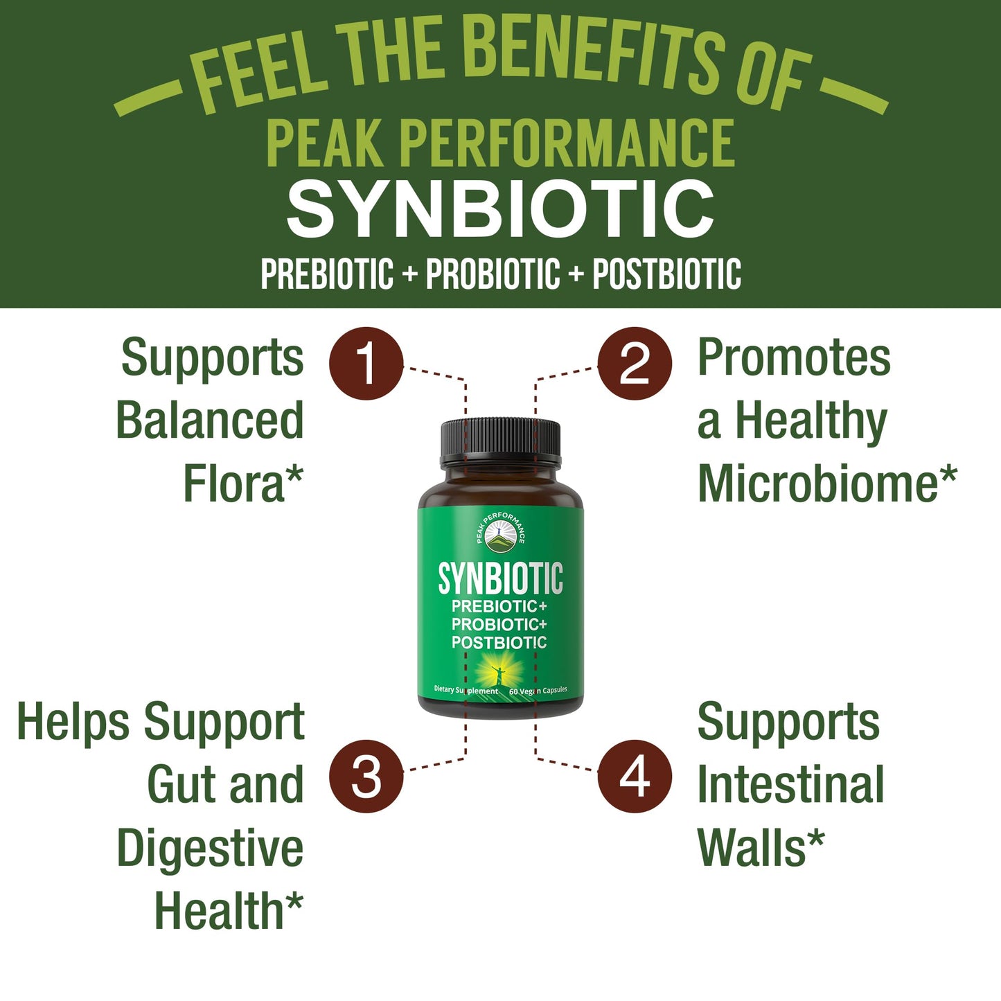 Synbiotic = Prebiotic + Probiotic + Postbiotic 3-in-1 Supplement with Clinically Tested Ingredients - Pre and Probiotics Plus Important Tributyrin CoreBiome for Gut - Maple Wellness Supplements