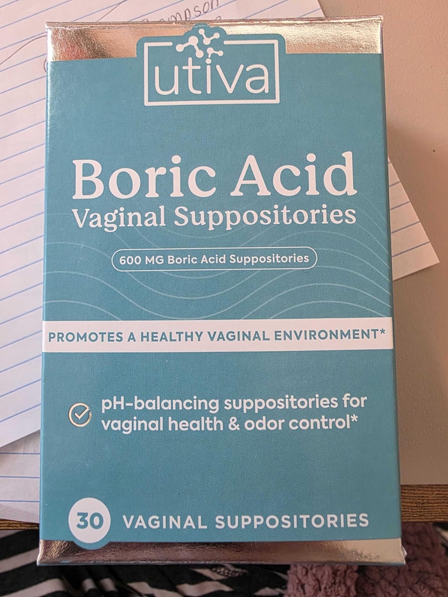 Szio+ Utiva Boric Acid Suppositories for Women - pH Balance - Feminine Care - 600mg Boric Acid to Lower pH and Support Vaginal Health, BV Treatment for Women, 30 Vaginal Suppositories - Maple Wellness Supplements