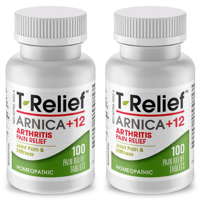 T-Relief Arthritis Arnica +12 Pain Relieving Natural Medicines Help Reduce Soreness Stiffness Aches & Pains in Joints Naturally - 100 Tablets (2 Pack) - Maple Wellness Supplements