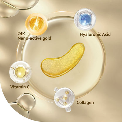 Taimand Under Eye Patches (30 Pairs), 24K Gold Under Eye Mask for Puffy Eyes, Dark Circles,Bags and Wrinkles with Collagen - Maple Wellness Supplements