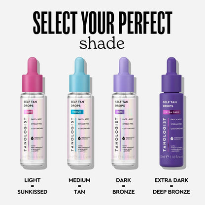 Tanologist Dark Self Tan Drops, Streak-Free Body & Face Tanning Drops, No Fake Tan Smell - Maple Wellness Supplements