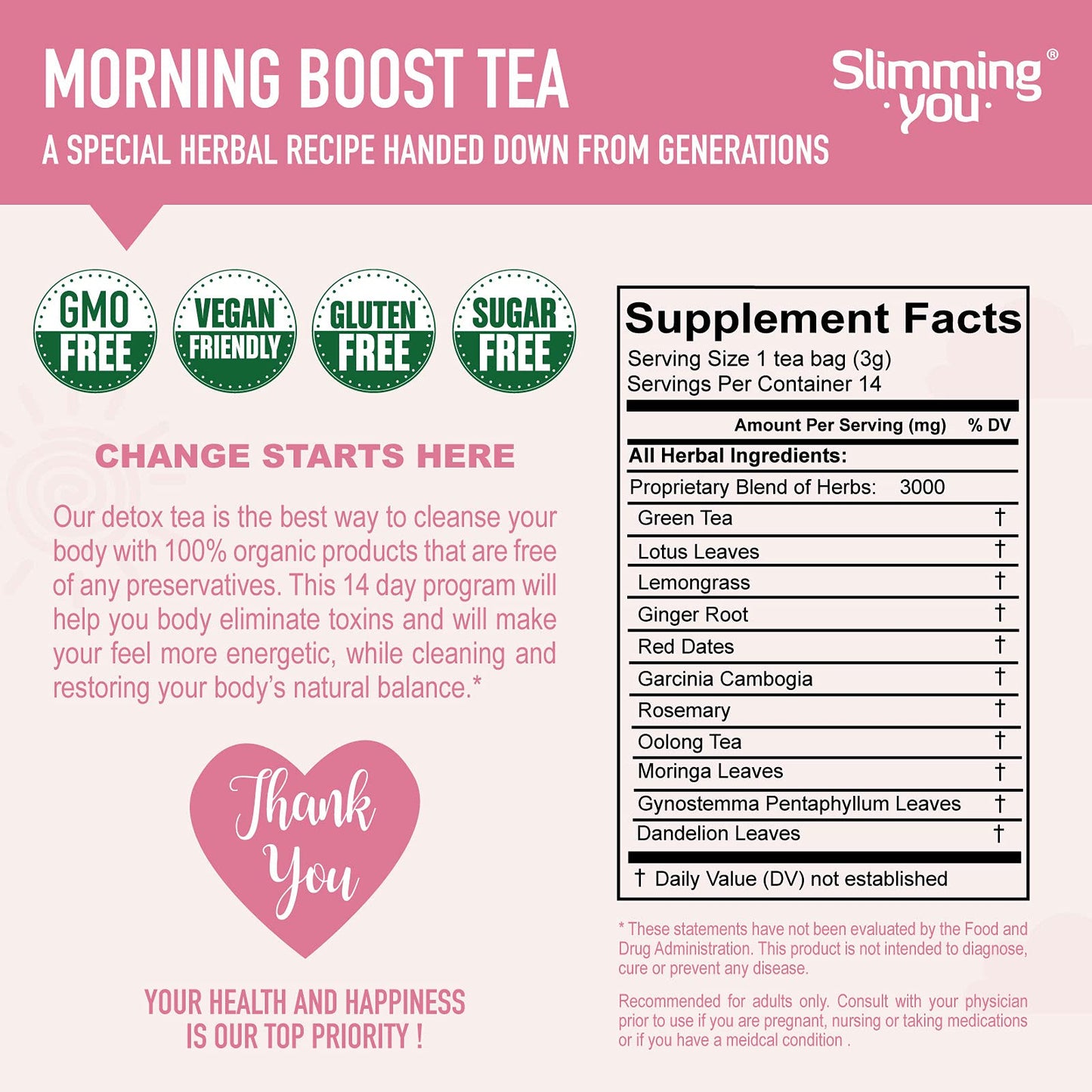TAOISTEA 14 Day Detox Tea for Weight Loss, Body Cleanse, Metabolism Boost - Morning - Maple Wellness Supplements
