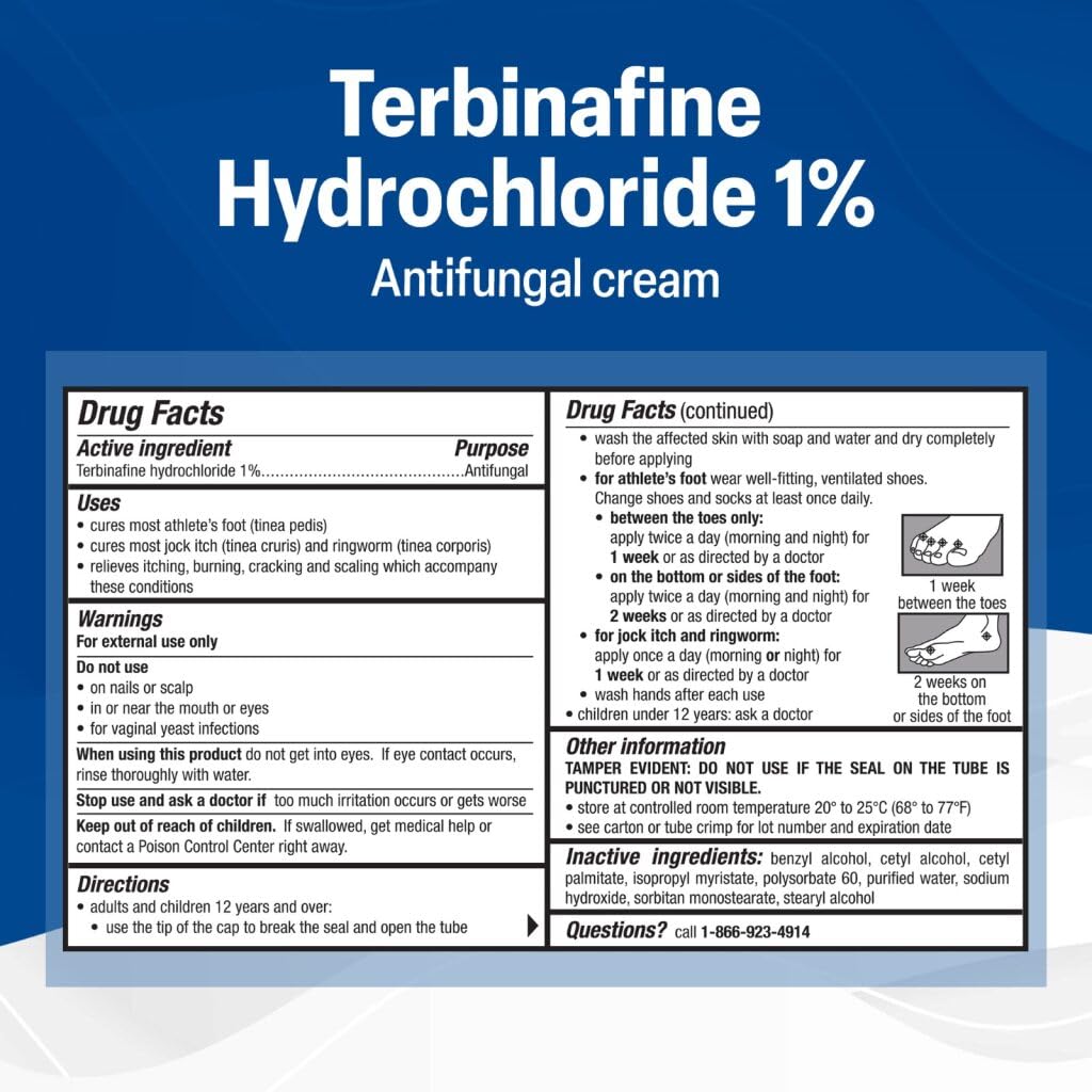 TARO Terbinafine Hydrochloride antifungal Cream 1% - Athletes Foot Cream Extra Strength - Maple Wellness Supplements