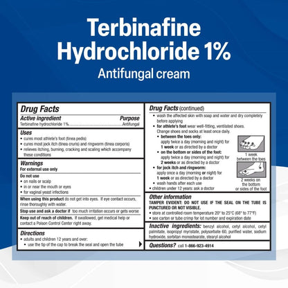 TARO Terbinafine Hydrochloride antifungal Cream 1% - Athletes Foot Cream Extra Strength - Maple Wellness Supplements
