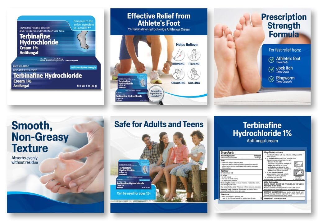 TARO Terbinafine Hydrochloride antifungal Cream 1% - Athletes Foot Cream Extra Strength - Maple Wellness Supplements