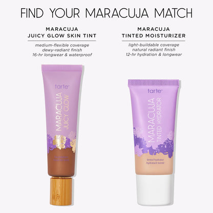 tarte maracuja juicy glow tint – Lightweight Tinted Moisturizer with Hyaluronic Acid for Radiant Skin, Buildable Medium Coverage, Waterproof, Vegan, Cruelty-Free, full size, 16B fair-light beige - Maple Wellness Supplements