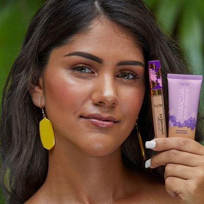 tarte maracuja tinted moisturizer – Lightweight Sheer Foundation with Buildable Longwear Coverage, Hyaluronic Acid for Hydrated Skin, Vegan & Cruelty-Free, full size, 36H medium-tan honey - Maple Wellness Supplements