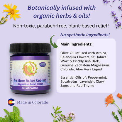 Taspen’s Organics Magnesium No More Aches Cooling Cream – Topical Magnesium Cream for Muscle Relief, Sore Muscles & Post-Workout Recovery with Arnica, Herbs & Essential Oils - Maple Wellness Supplements